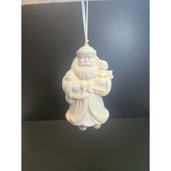 Vintage Old World Santa Bell Christmas Ornament White moving feet St Nick figure - Picture 2 of 12